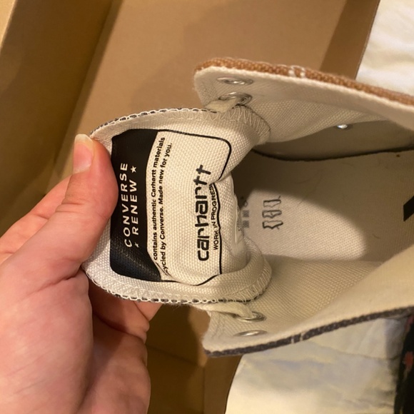 Brand New Converse Carhartt WIP x Renew Chuck 70 High Navy/Brown Sneakers - Picture 4 of 8